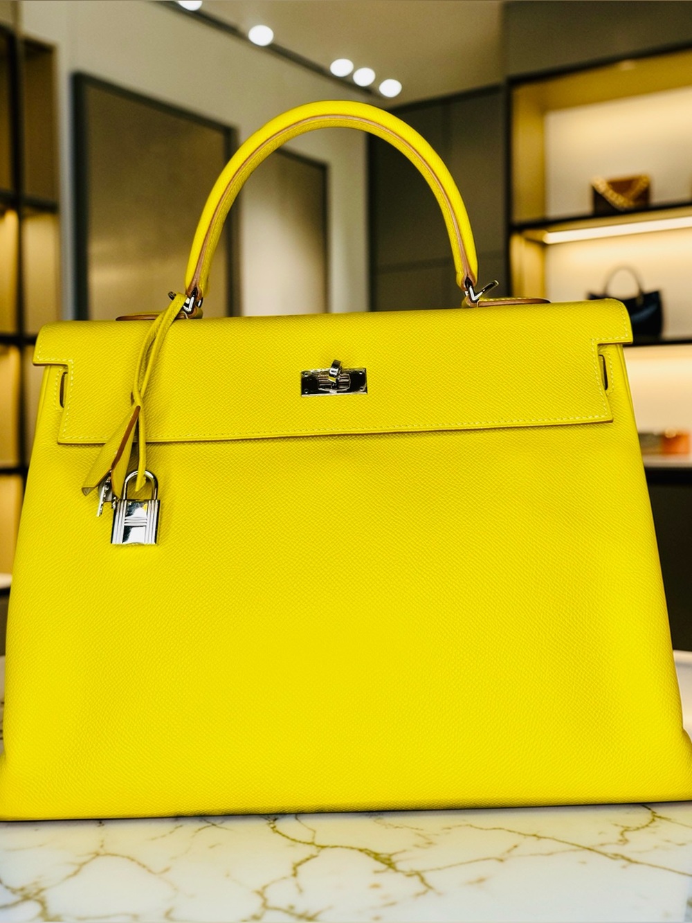 Hermes Kelly 35 Sellier – Lime Epsom Leather | Palladium Hardware | 2011